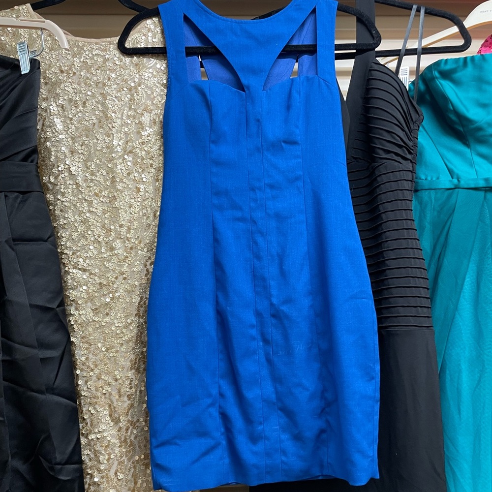 Like New Ark & Co Blue Halter Sheath Mini Dress